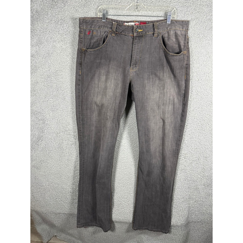 Y2K Quiksilver QuikJean Mens 38 Regular Fit Gray Denim Pants Surf Skate QSD1037L